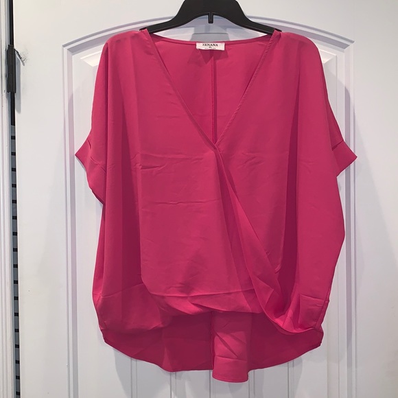 Zenana Outfitters Tops - Hot pink surplice top